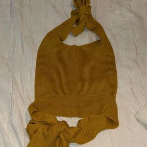 Free People Mustard Knit Halter Top